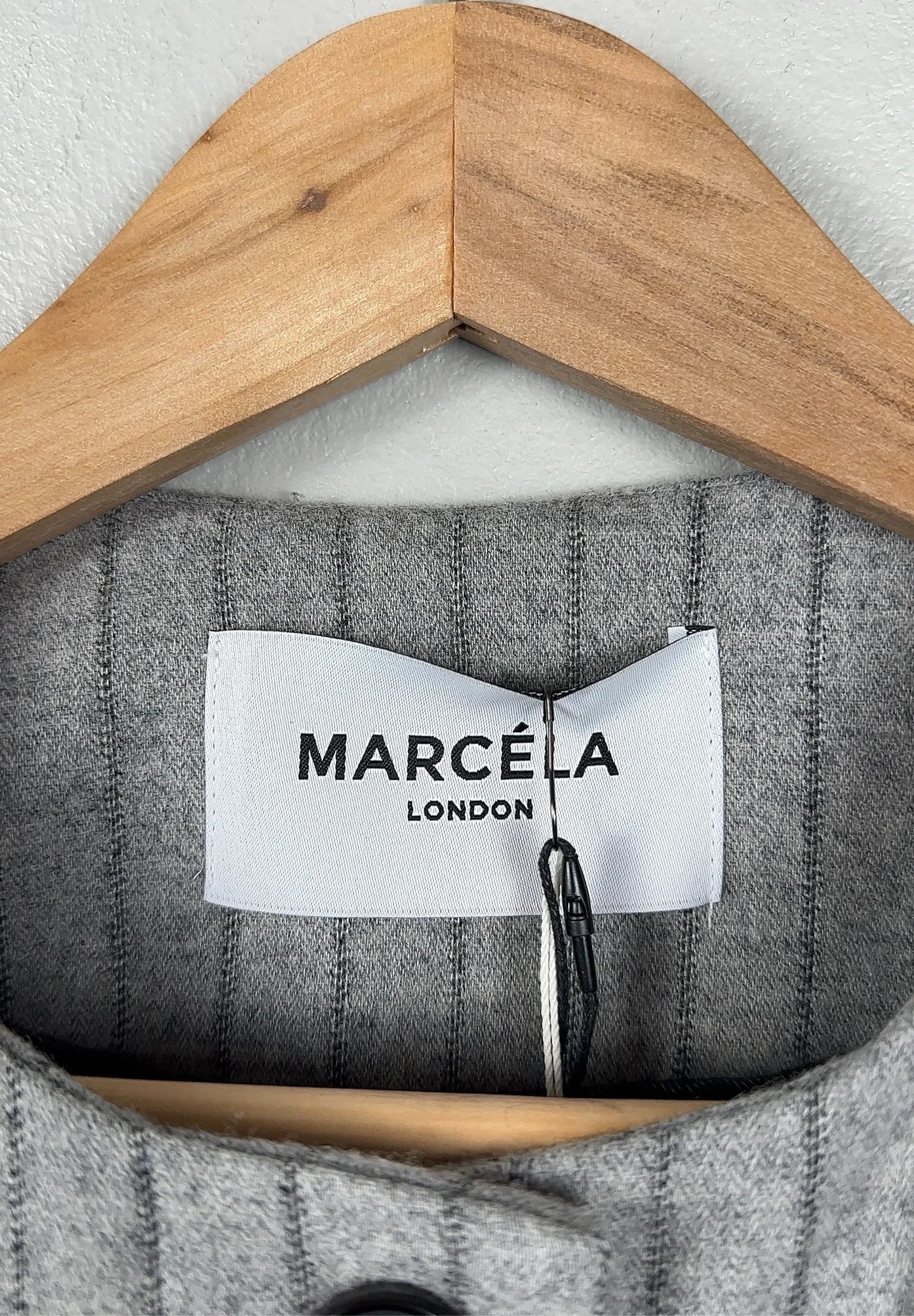 Marcéla Gal Wool Collarless Grey Pinstripe-ullkavaj