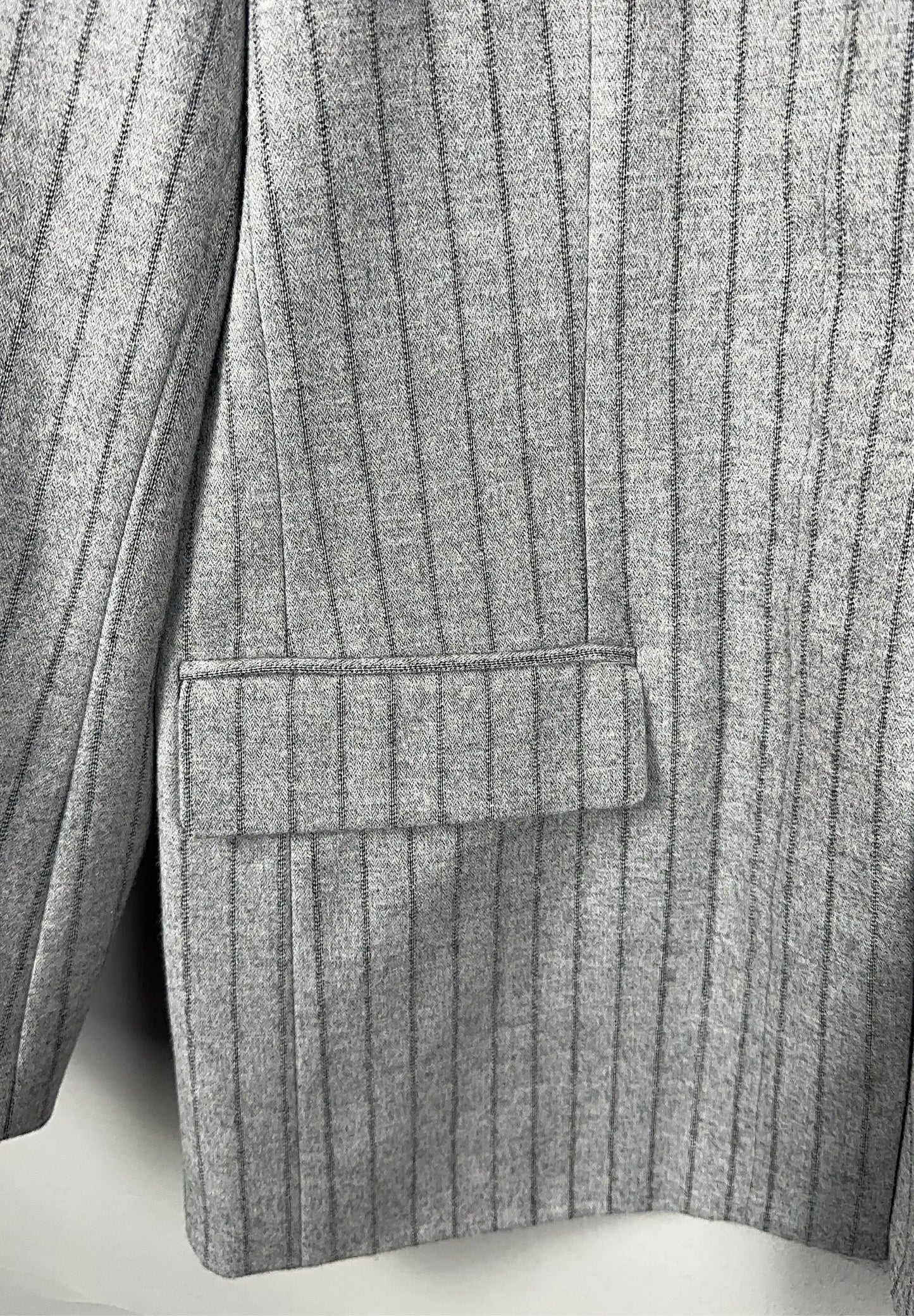 Marcéla Gal Wool Collarless Grey Pinstripe-ullkavaj