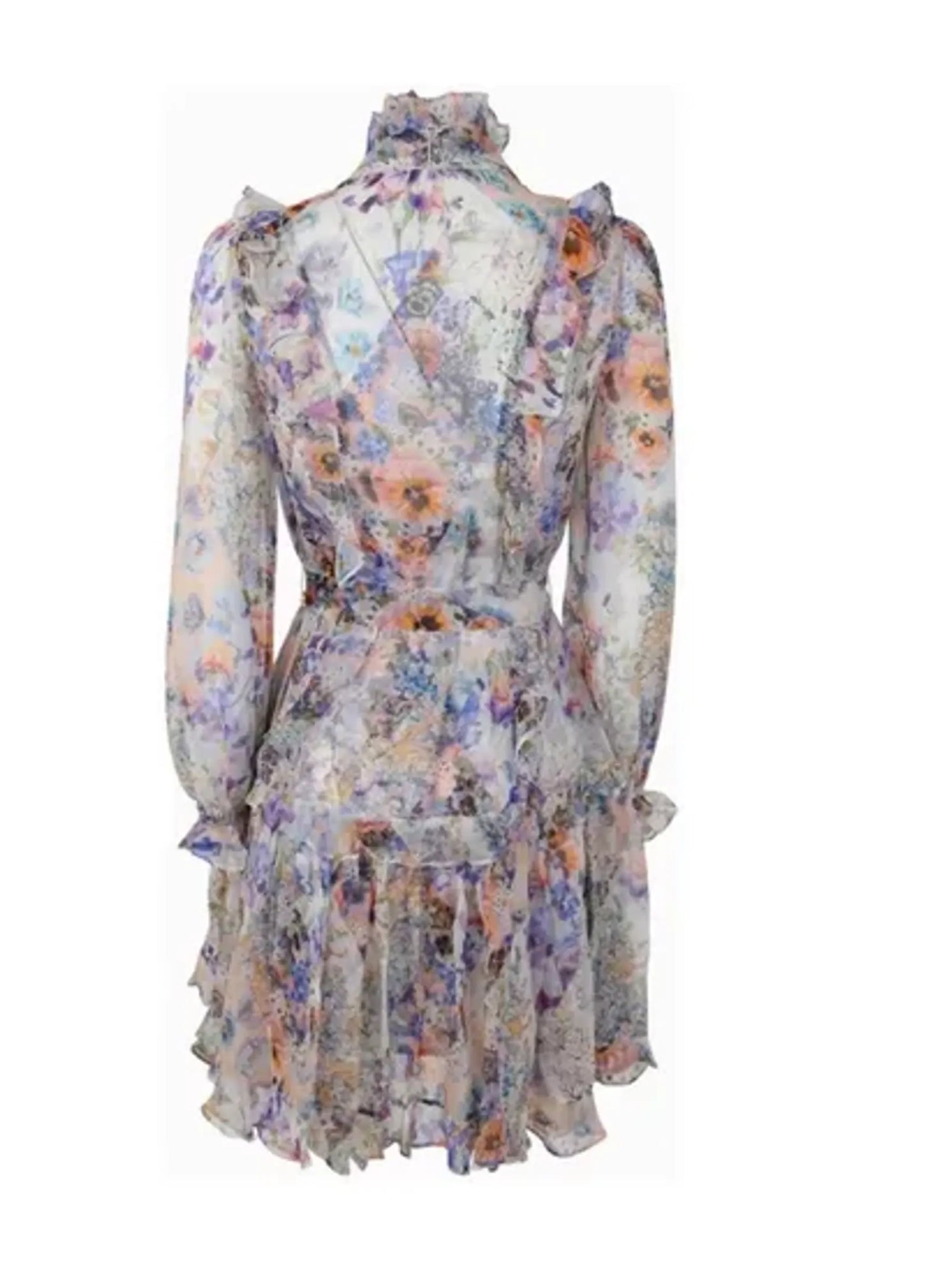 Zimmermann Natura Ruffled Floral-print Crepon Midi Blue Garden Dress