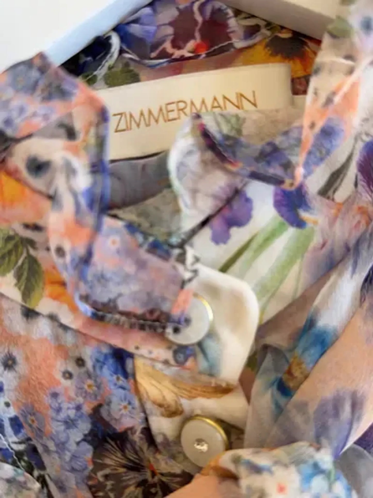 Zimmermann Natura Ruffled Floral-print Crepon Midi Blue Garden Dress