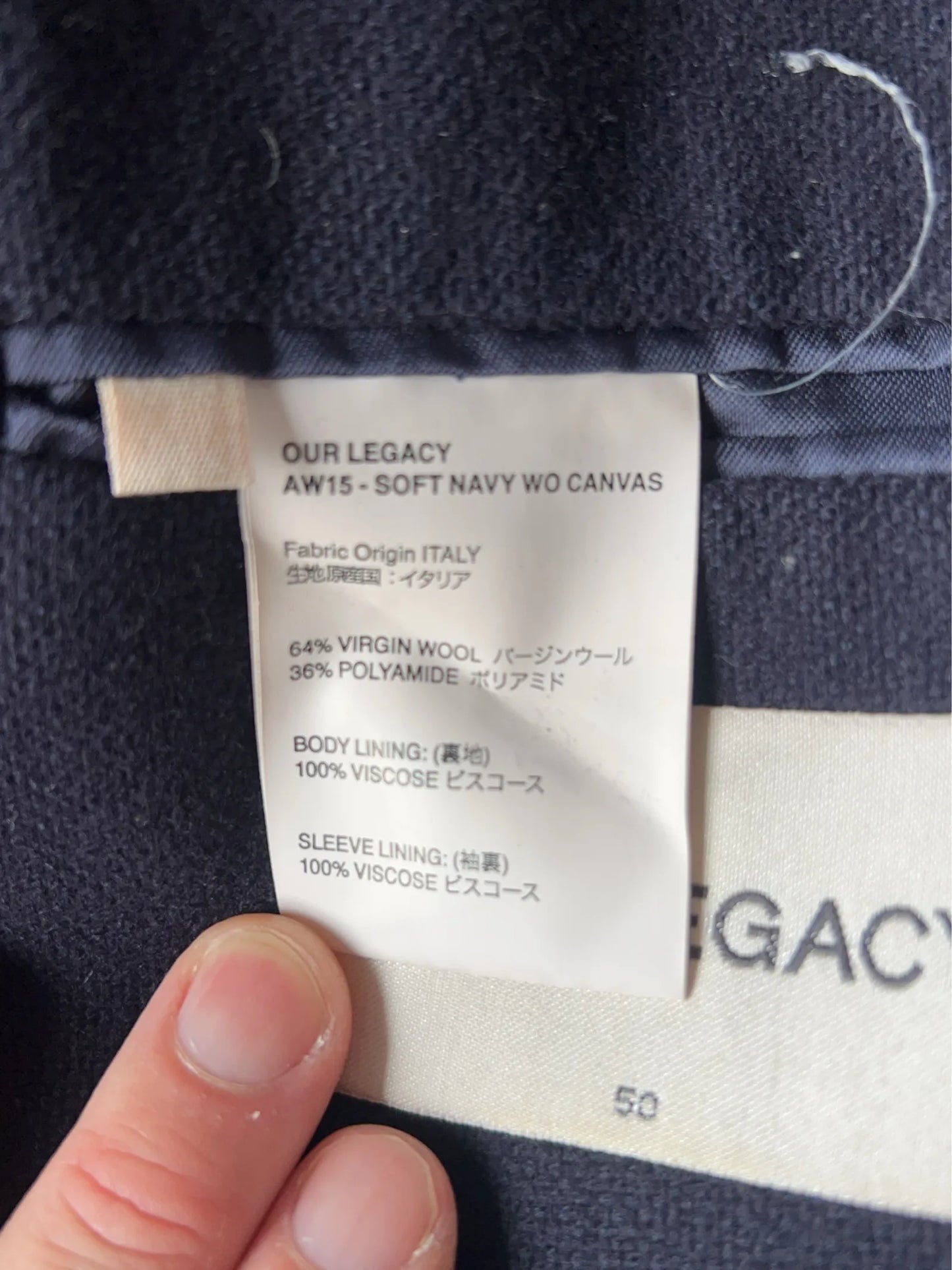 Our Legacy Aw15 Soft Navy Wo Canvas-ullkavaj