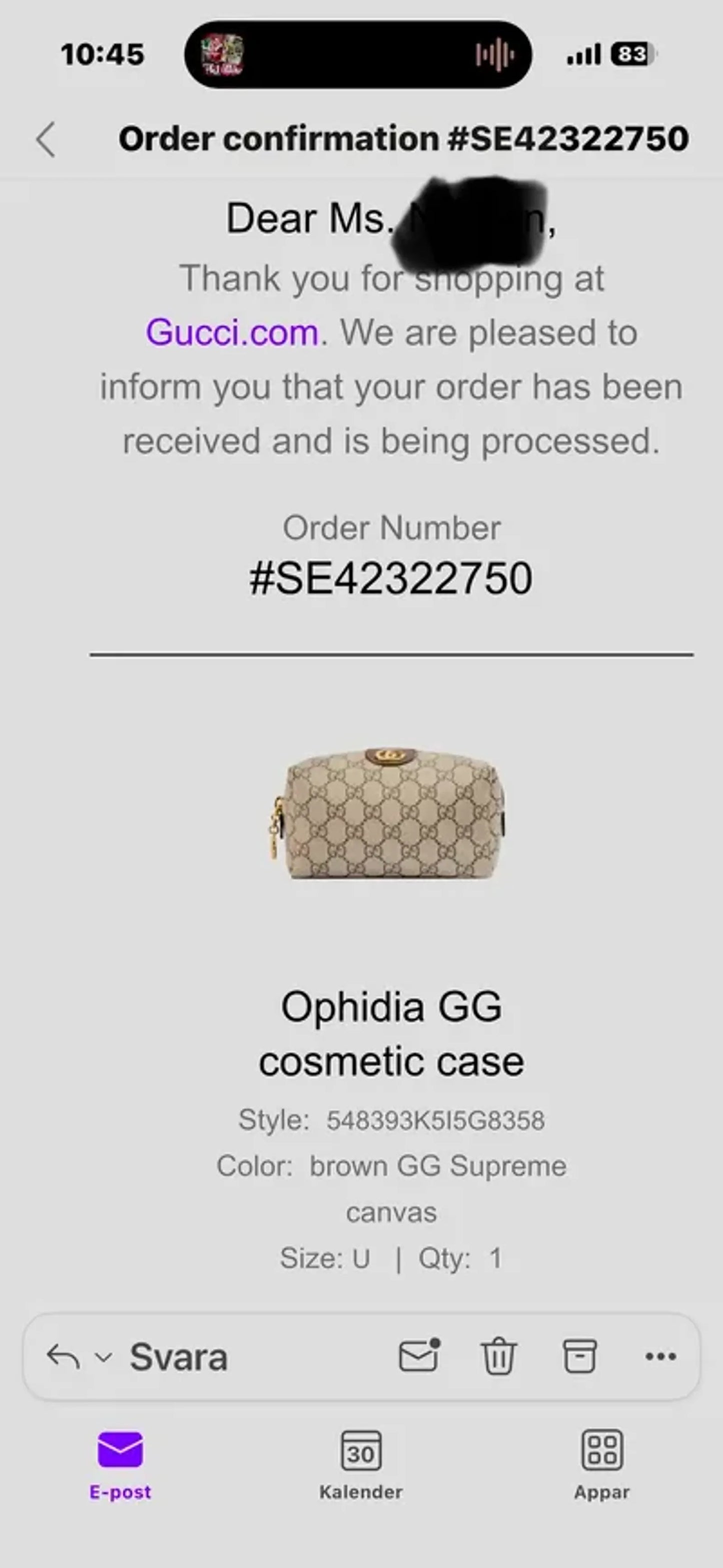 Gucci Ophidia Gg Supreme Canvas-skinnnecessär