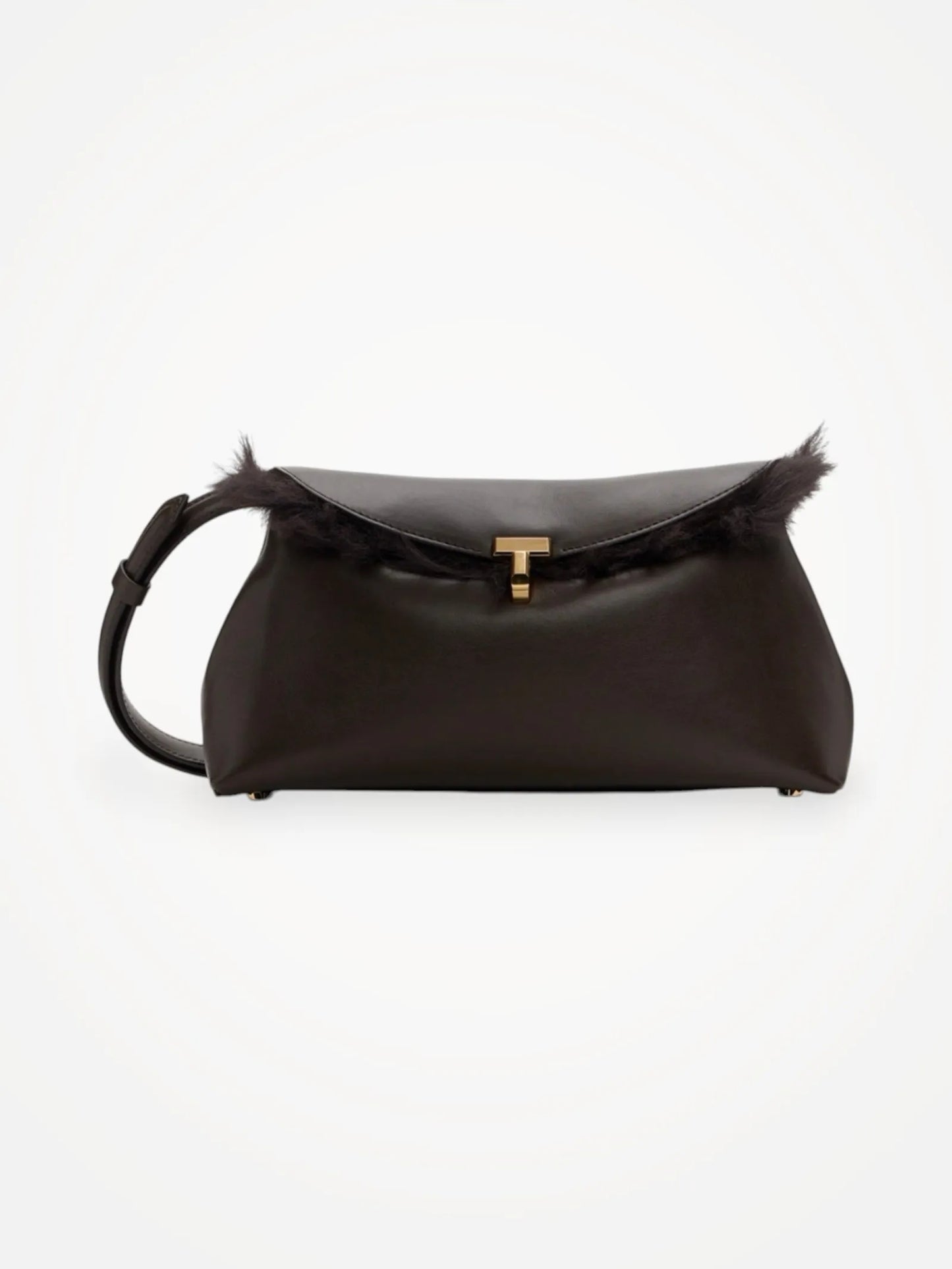 Toteme T-lock Shearling Col Bark Handbag