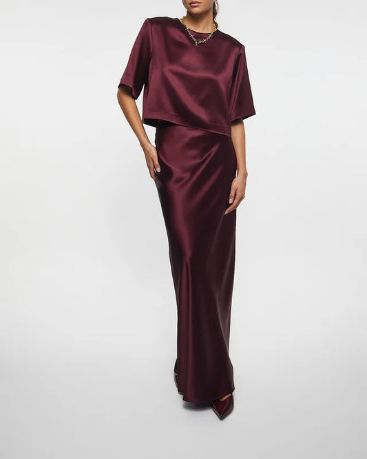 Wakakuu Cielo Satin Burgundy-kjol NWT