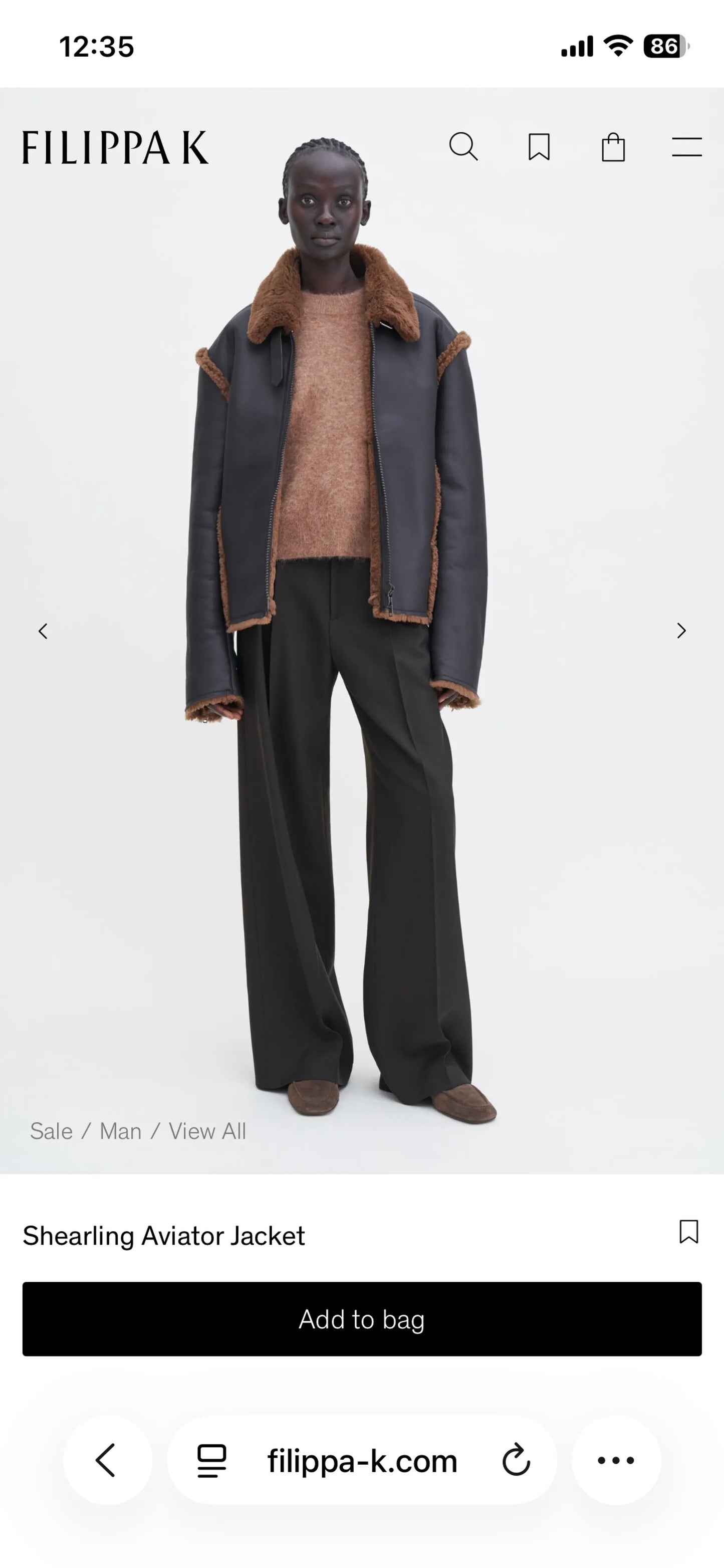 Filippa K Shearling Aviator-skinnjacka