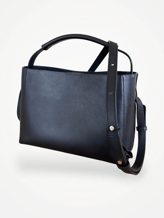 Flattered Hedda Midi Handbag Leather Black-skinnhandväska