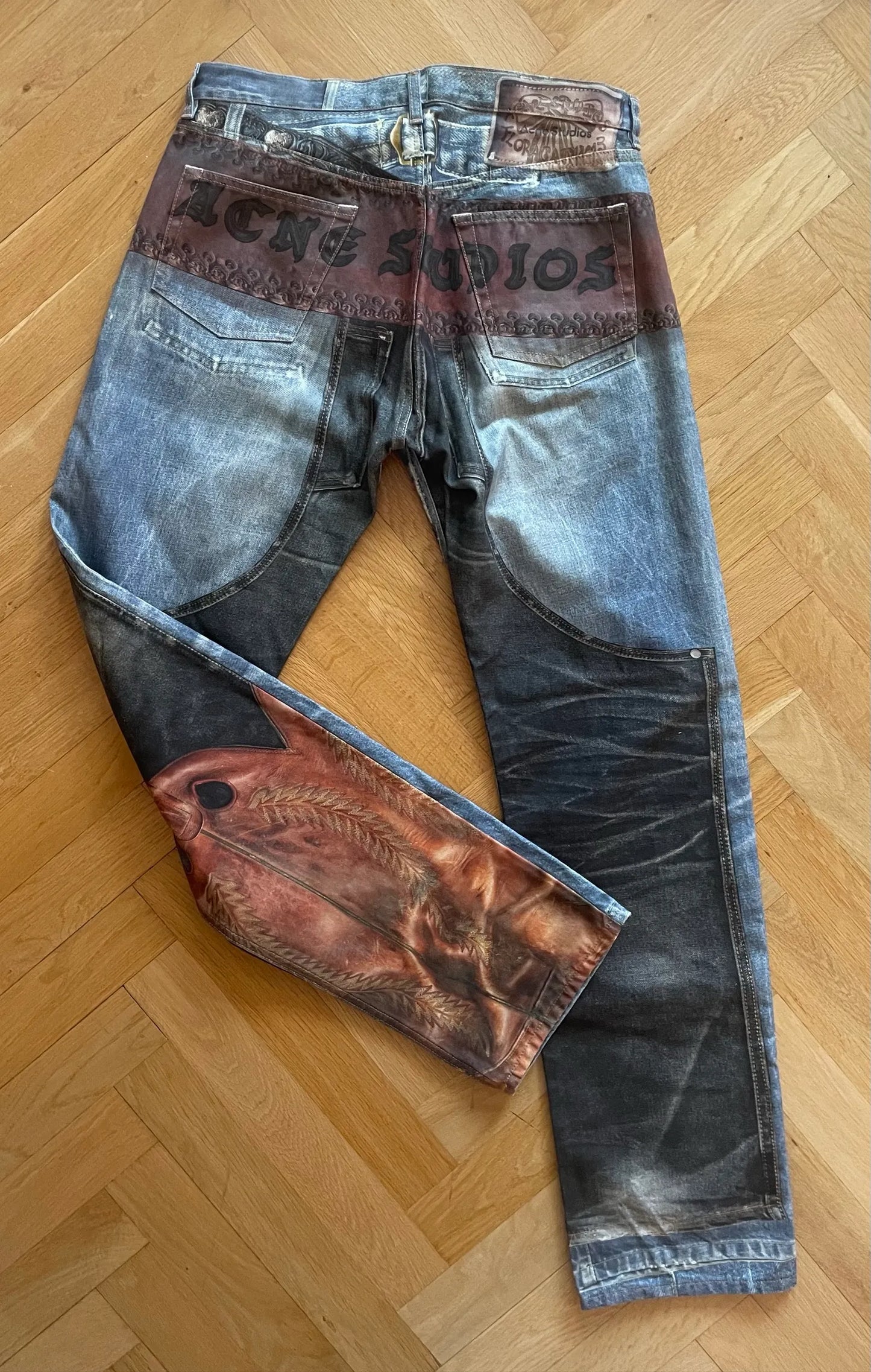 Acne Studios Trompe L'oeil Straight-leg Brushed Jeans