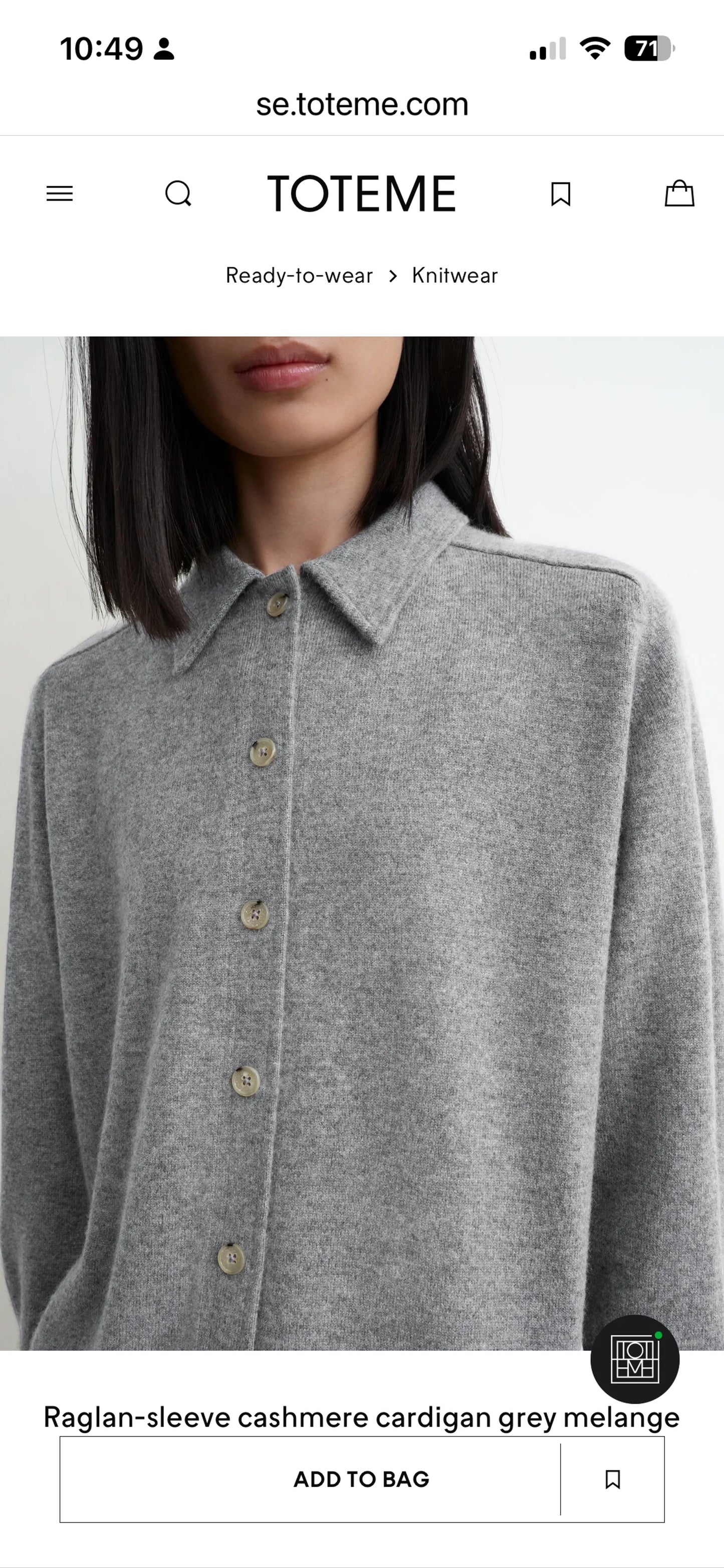 Toteme Raglan Sleeve Cashmere-kashmirkofta NWOT