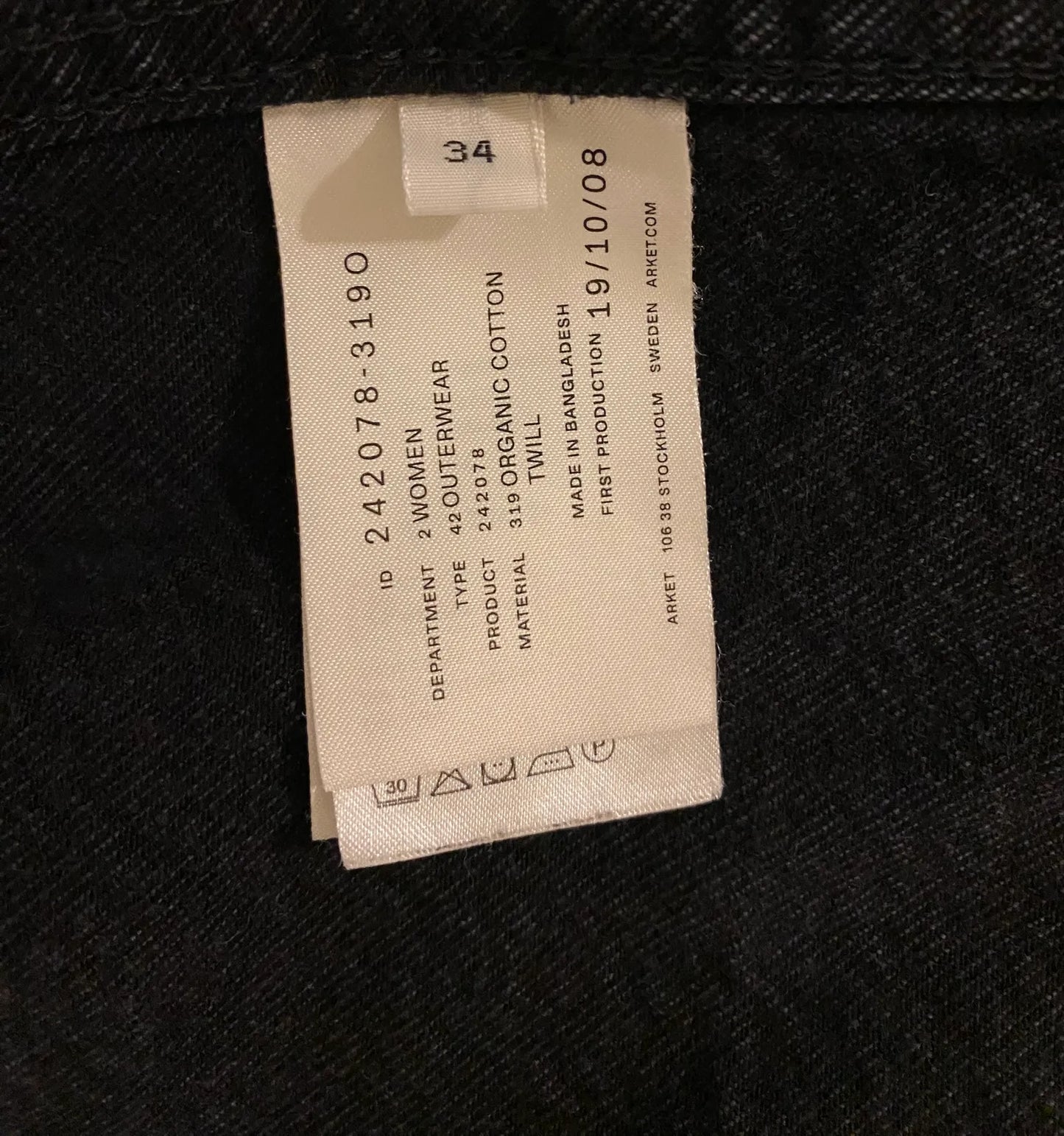 Arket Soft Black Organic Twill Work Style-jacka