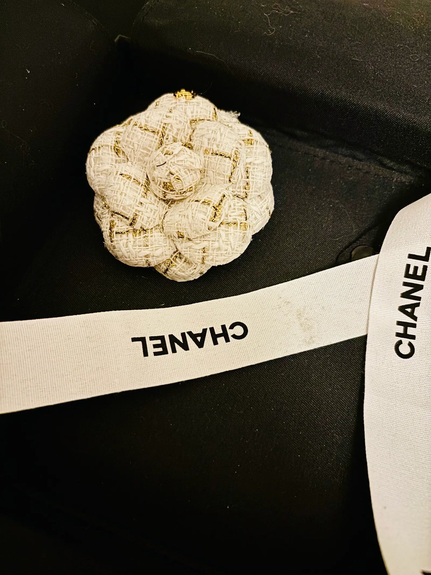 Chanel Tweed Camellia Cc Brooches Brooch