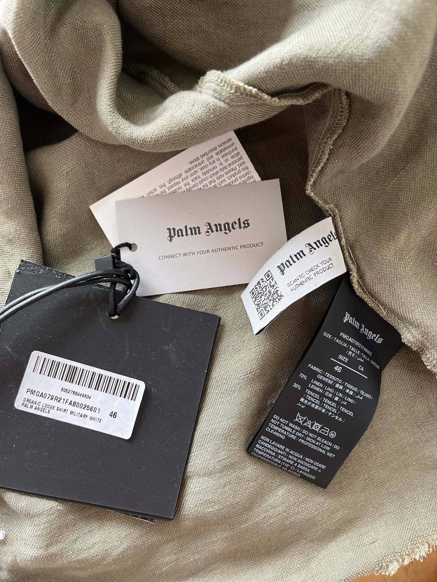 Palm Angels Organic Loose Military Linen Shirt