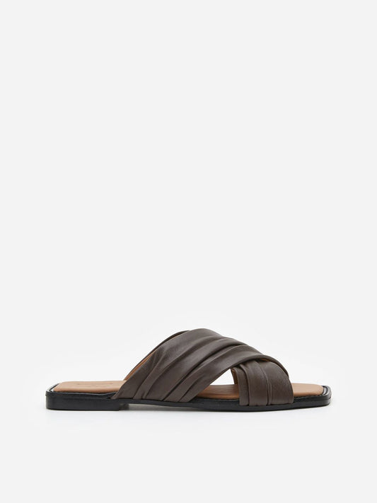 Flattered Gabriella Brown Leather-skinnsandaler