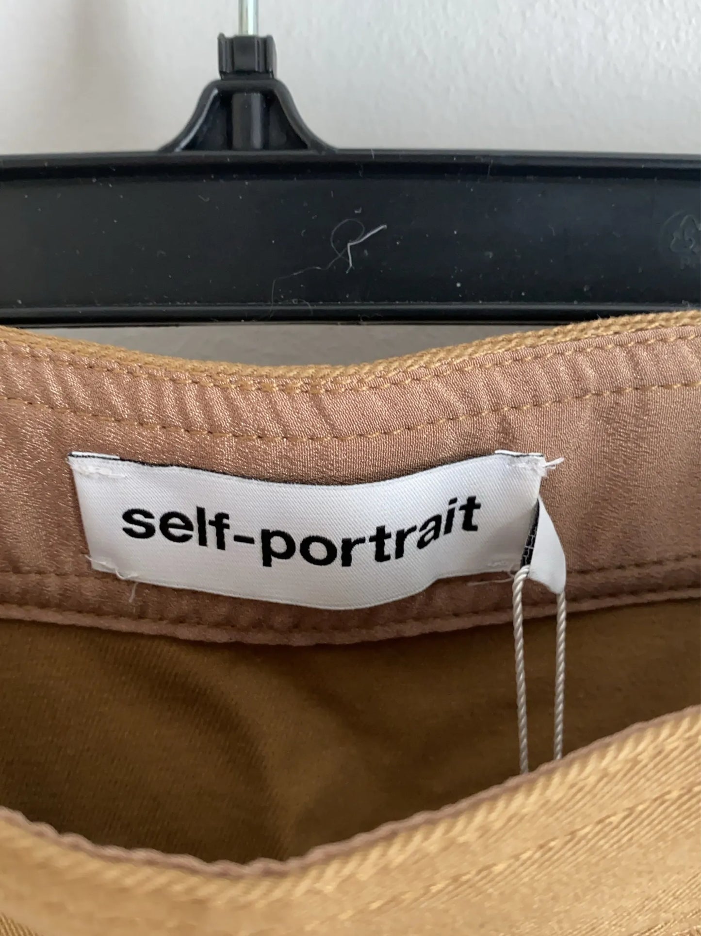 Self-Portrait Camel Flounced Canvas-kjol NWT