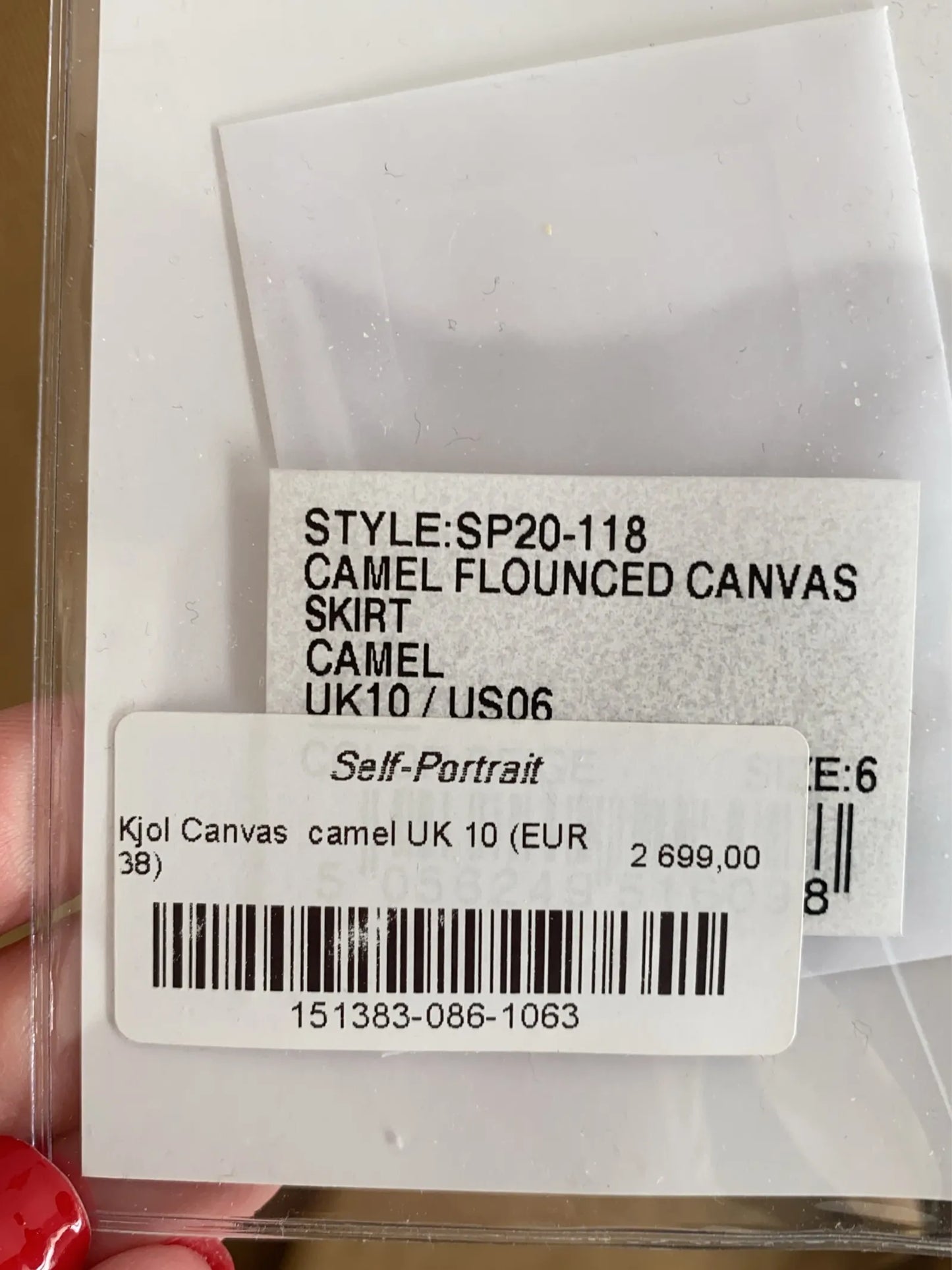 Self-Portrait Camel Flounced Canvas-kjol NWT