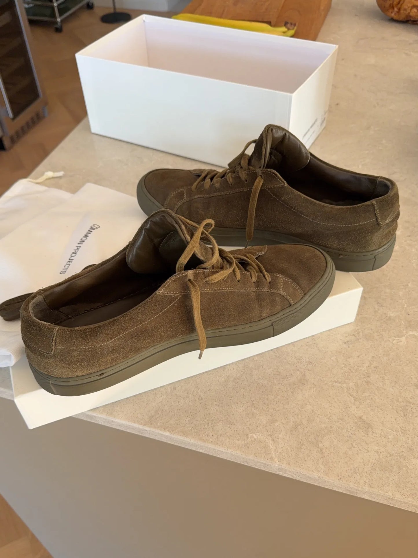 Common Projects Ach Low In Suede Army Green-sneakers