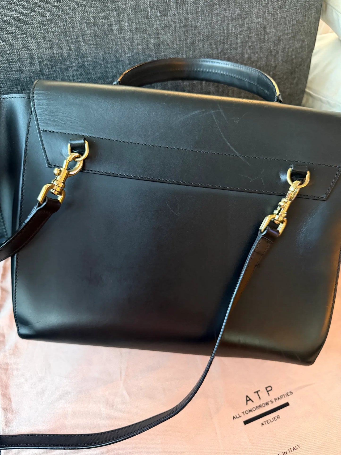 ATP Atelier Volterra Large Handbag - Black-skinnhandväska