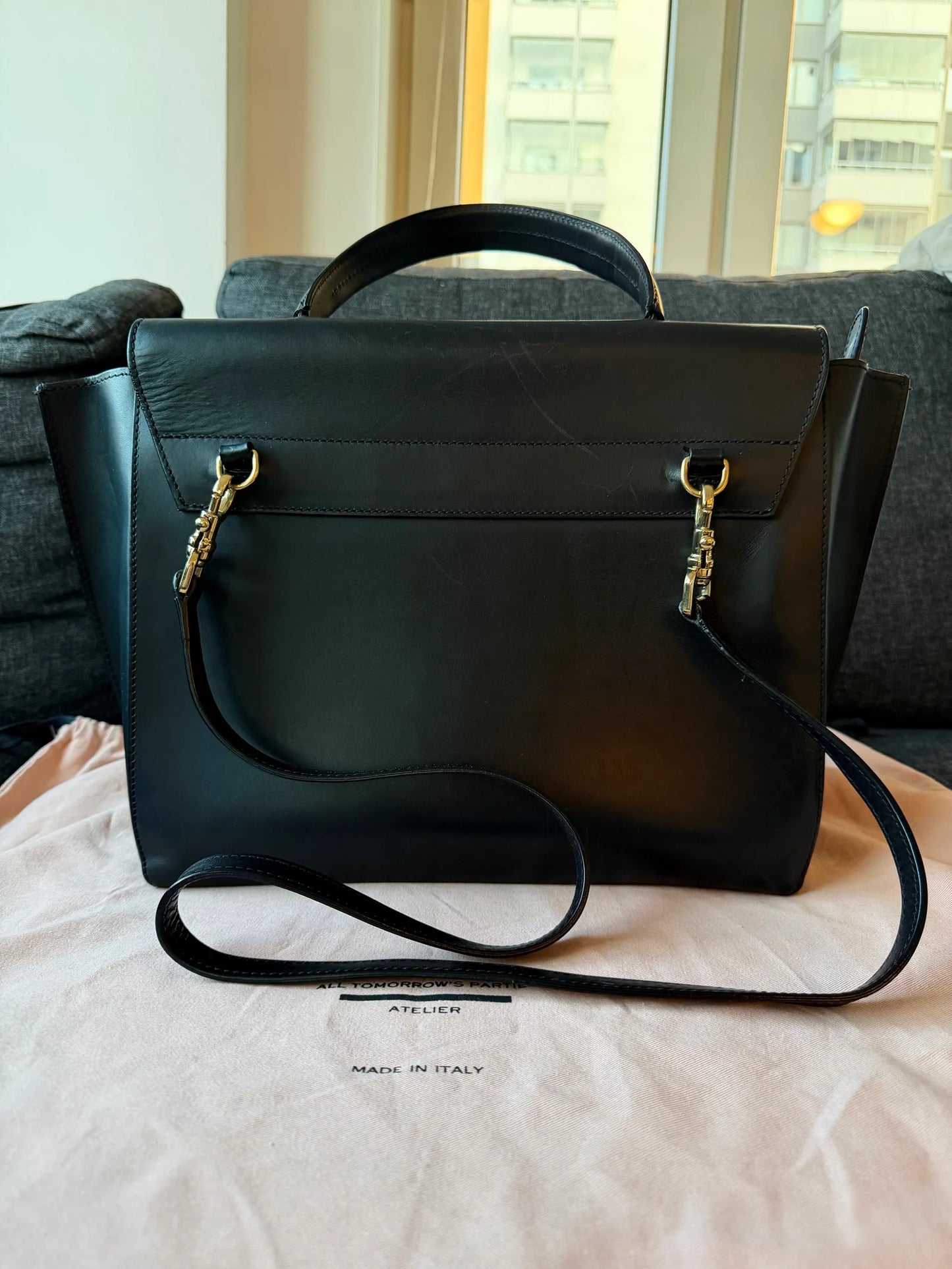 ATP Atelier Volterra Large Handbag - Black-skinnhandväska