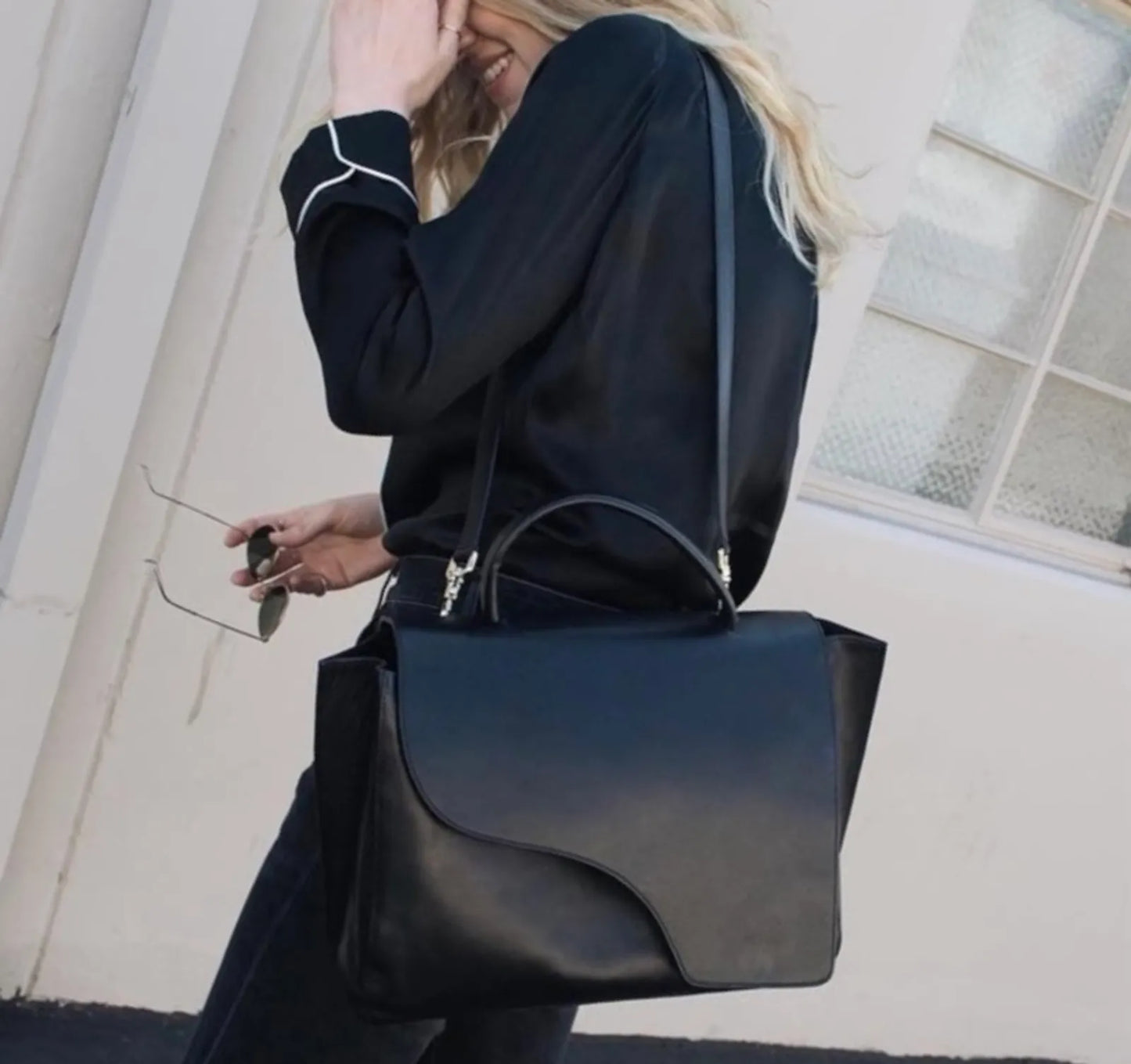 ATP Atelier Volterra Large Handbag - Black-skinnhandväska