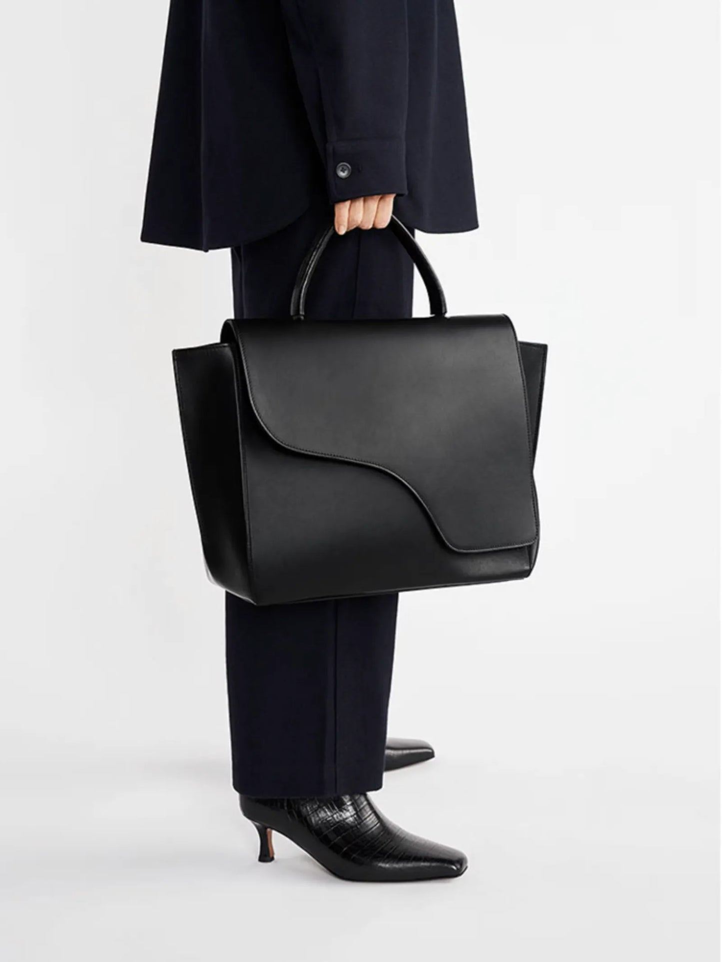 ATP Atelier Volterra Large Handbag - Black-skinnhandväska