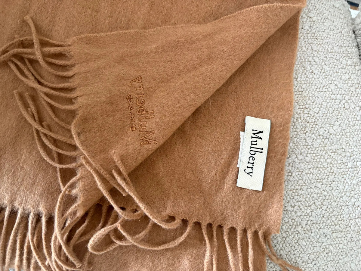 Mulberry Cashmere Dark Camel-kashmirhalsduk NWOT