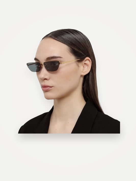 Linda Farrow Cleo Sunglasses In 22k Gold And Grey Sunglasses
