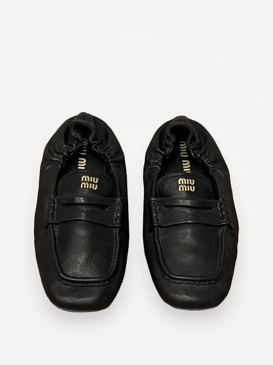 Miu Miu Ruches Nappa Leather-skinnloafers