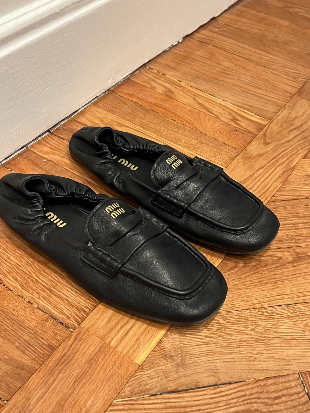 Miu Miu Ruches Nappa Leather-skinnloafers