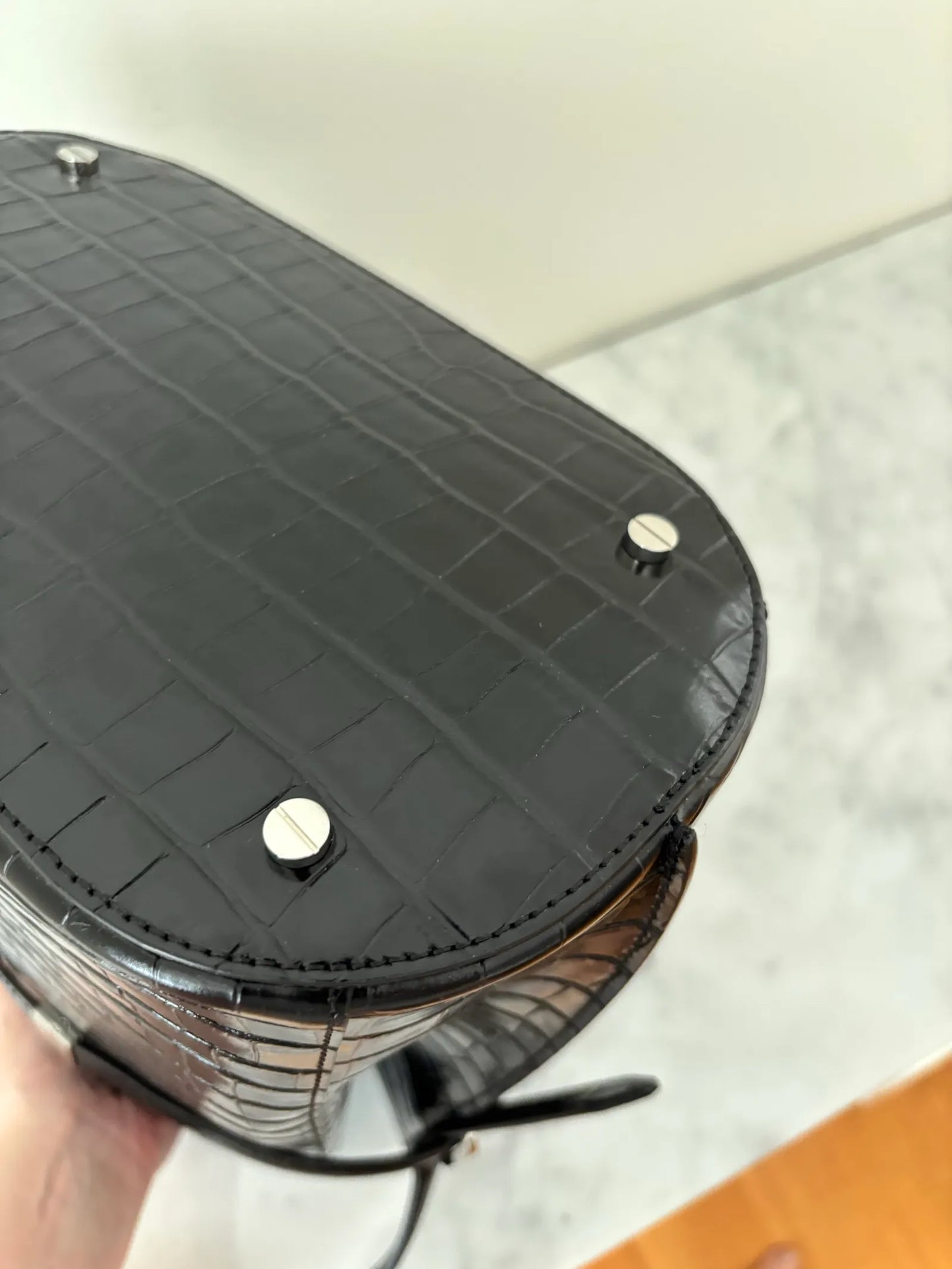 Toteme Crocco-embossed Bucket Handbag