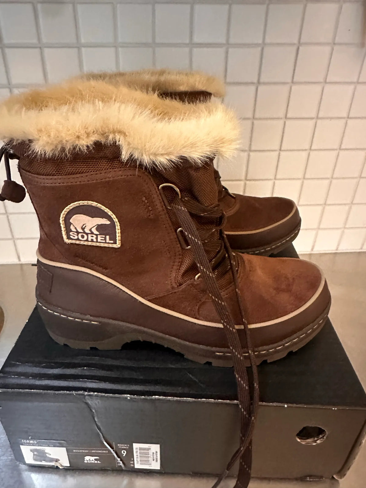 Sorel Torino Tobacco Flax-skinnvinterskor NWOT