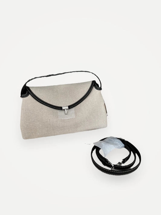 Toteme T-lock Handle Ecru/black Shoulder bag