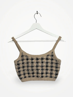NA-KD Checked Cropped Knitted-topp