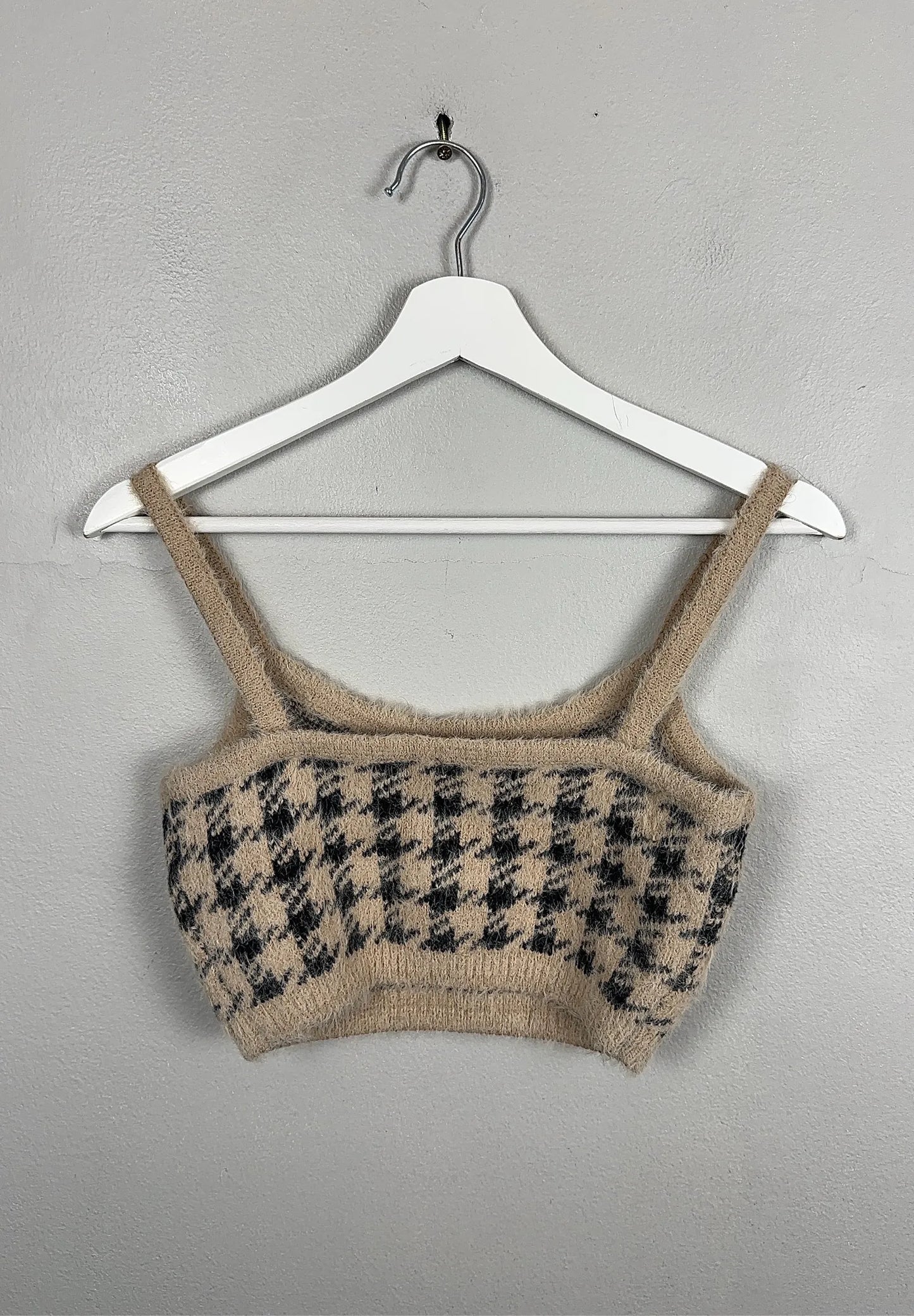 NA-KD Checked Cropped Knitted-topp