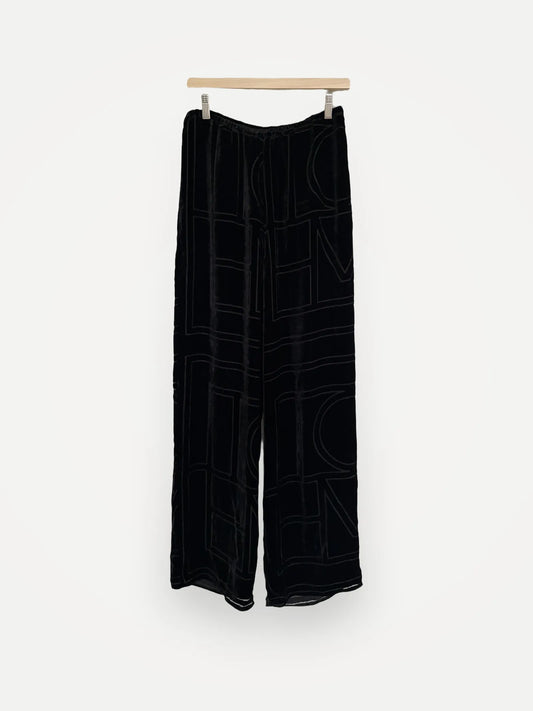 Toteme Monogram Devoré Pj Bottoms Black-byxor