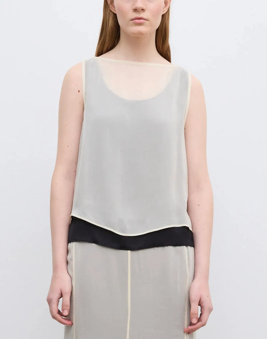 Dagmar Contrast Chiffon , Cream/white/black-topp NWT