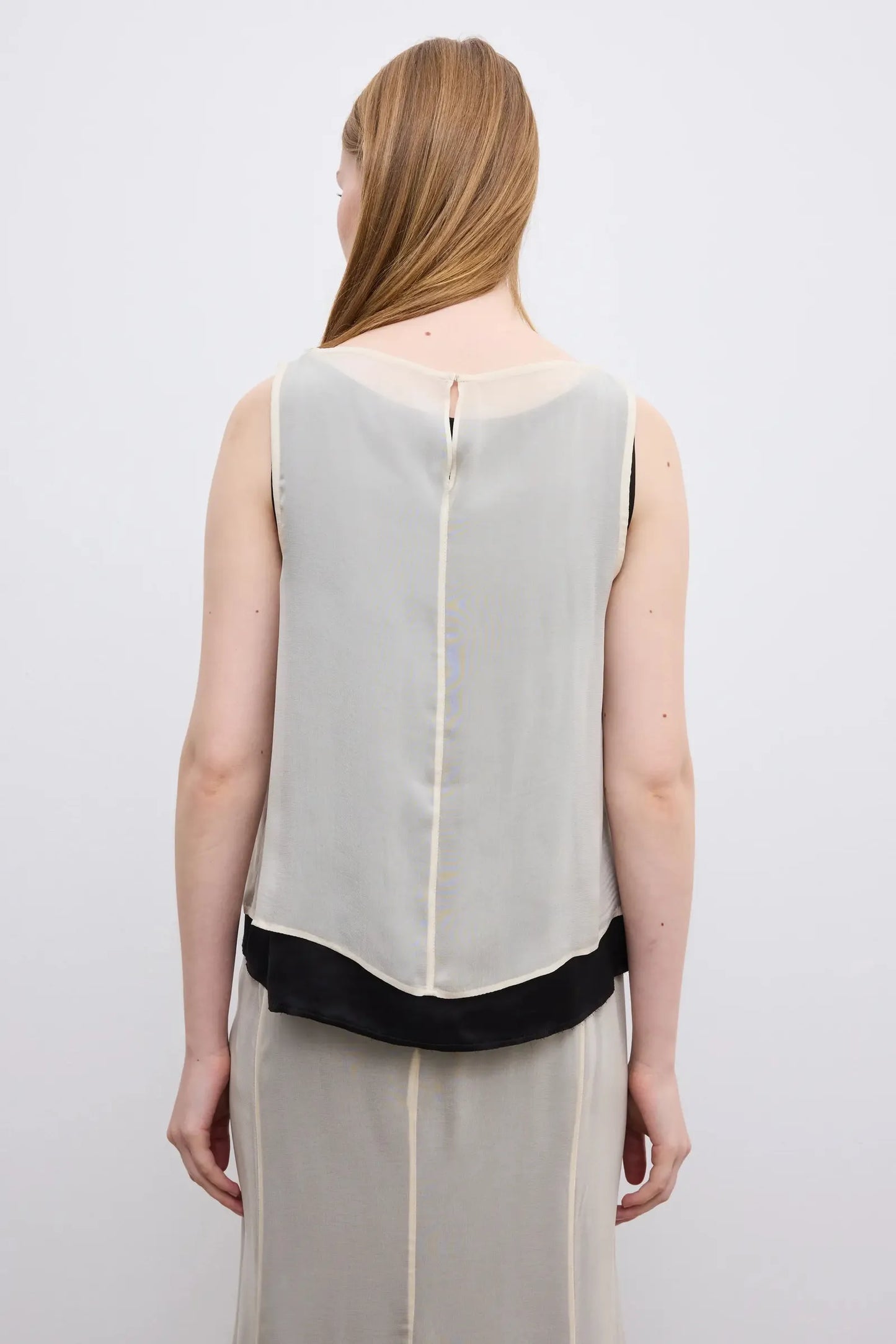 Dagmar Contrast Chiffon , Cream/white/black-topp NWT