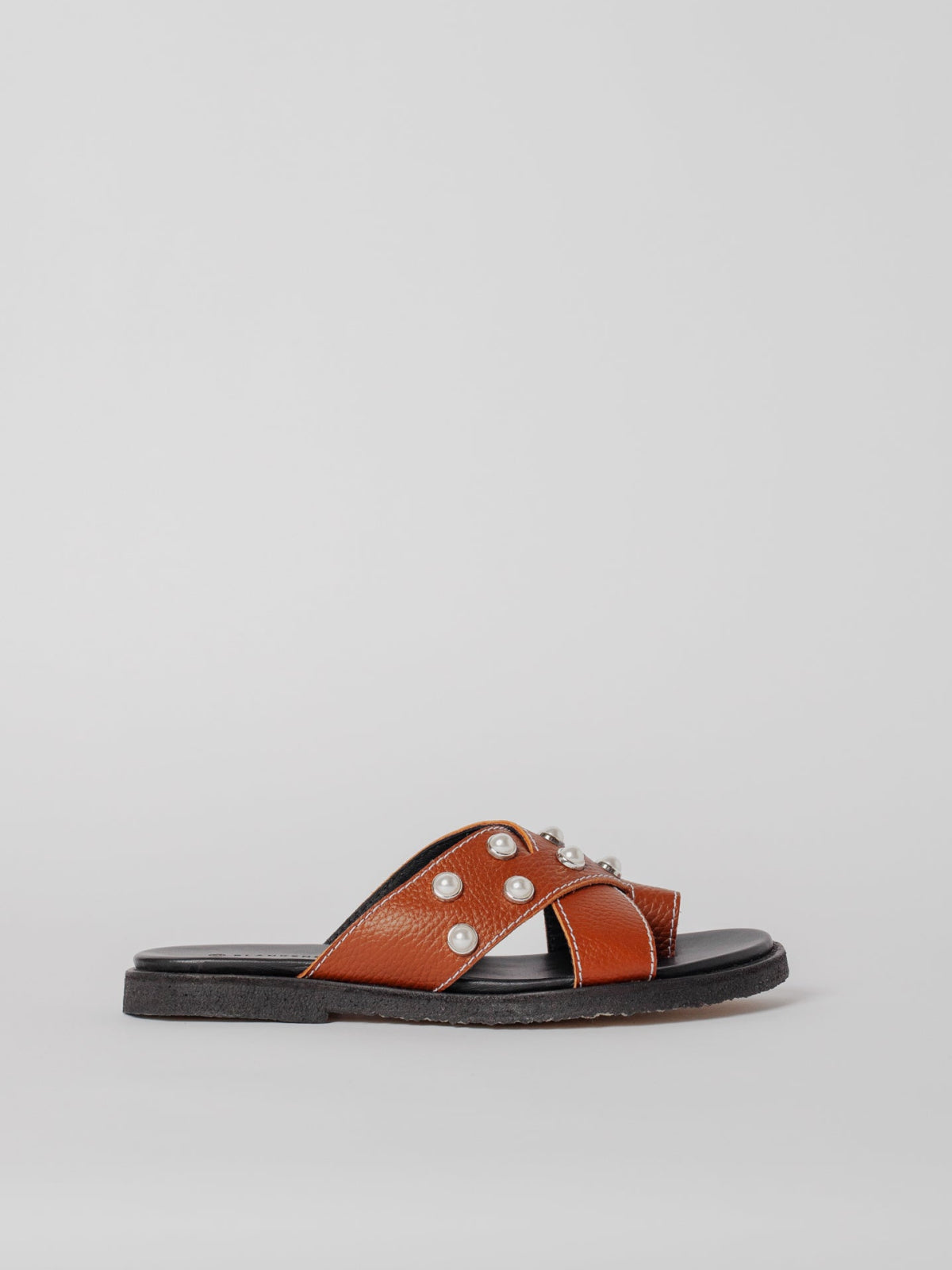 Blankens The Mette Brown Eco Leather With Pearls-skinnsandaler