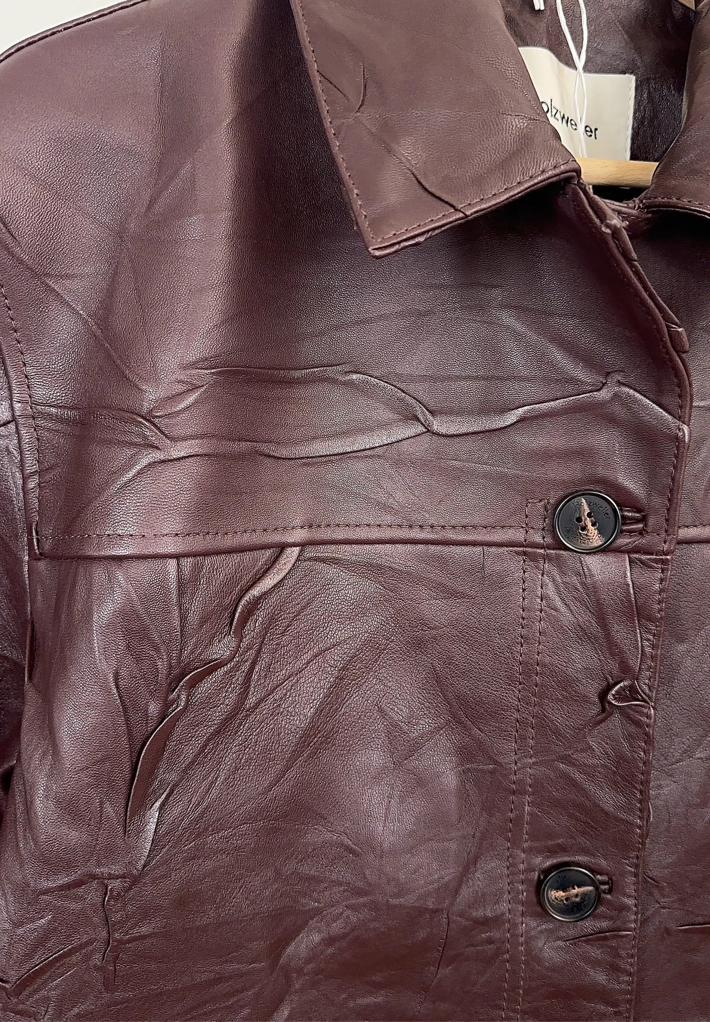 Holzweiler Regular Leather - 1216 Burgundy Leather jacket
