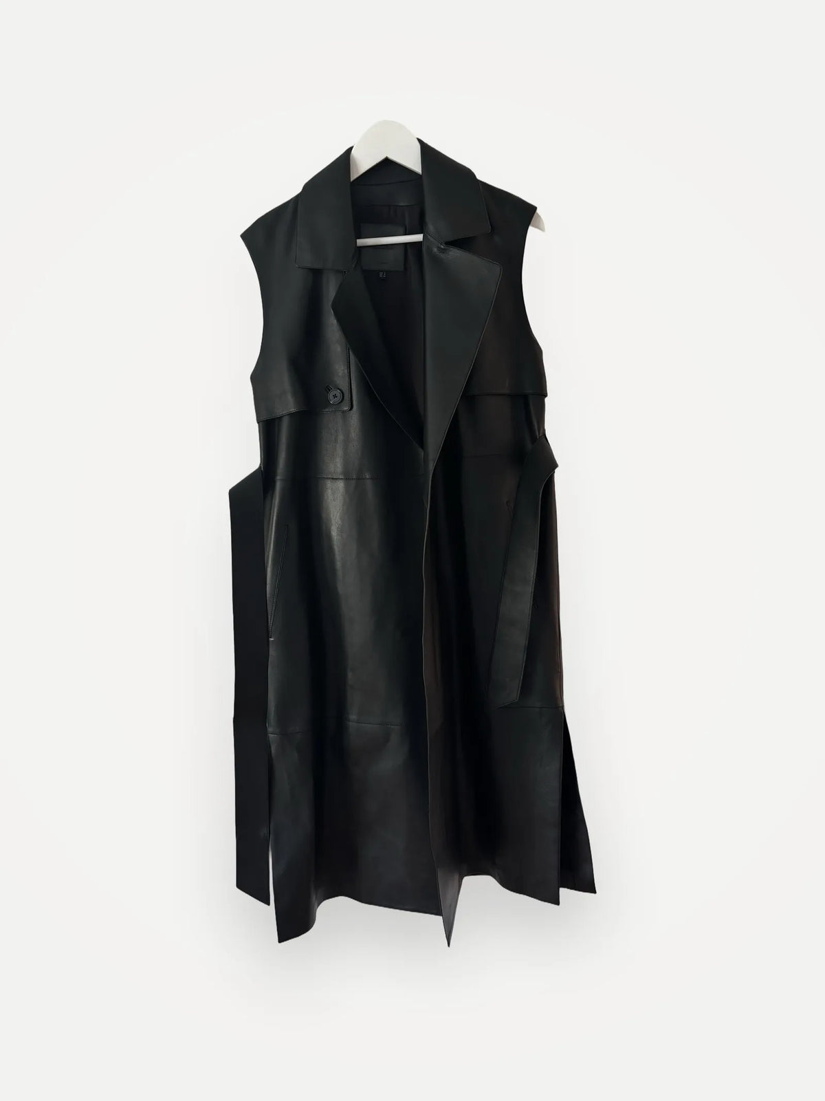 Massimo Dutti Longline Nappa Leather Waistcoat-skinnväst NWOT