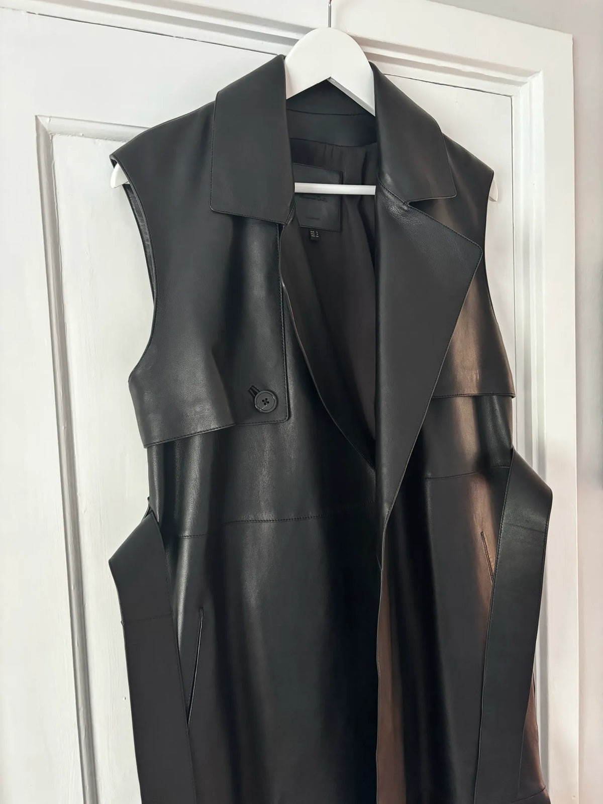 Massimo Dutti Longline Nappa Leather Waistcoat-skinnväst NWOT