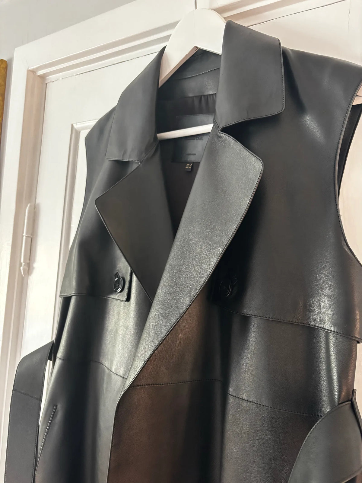 Massimo Dutti Longline Nappa Leather Waistcoat-skinnväst NWOT