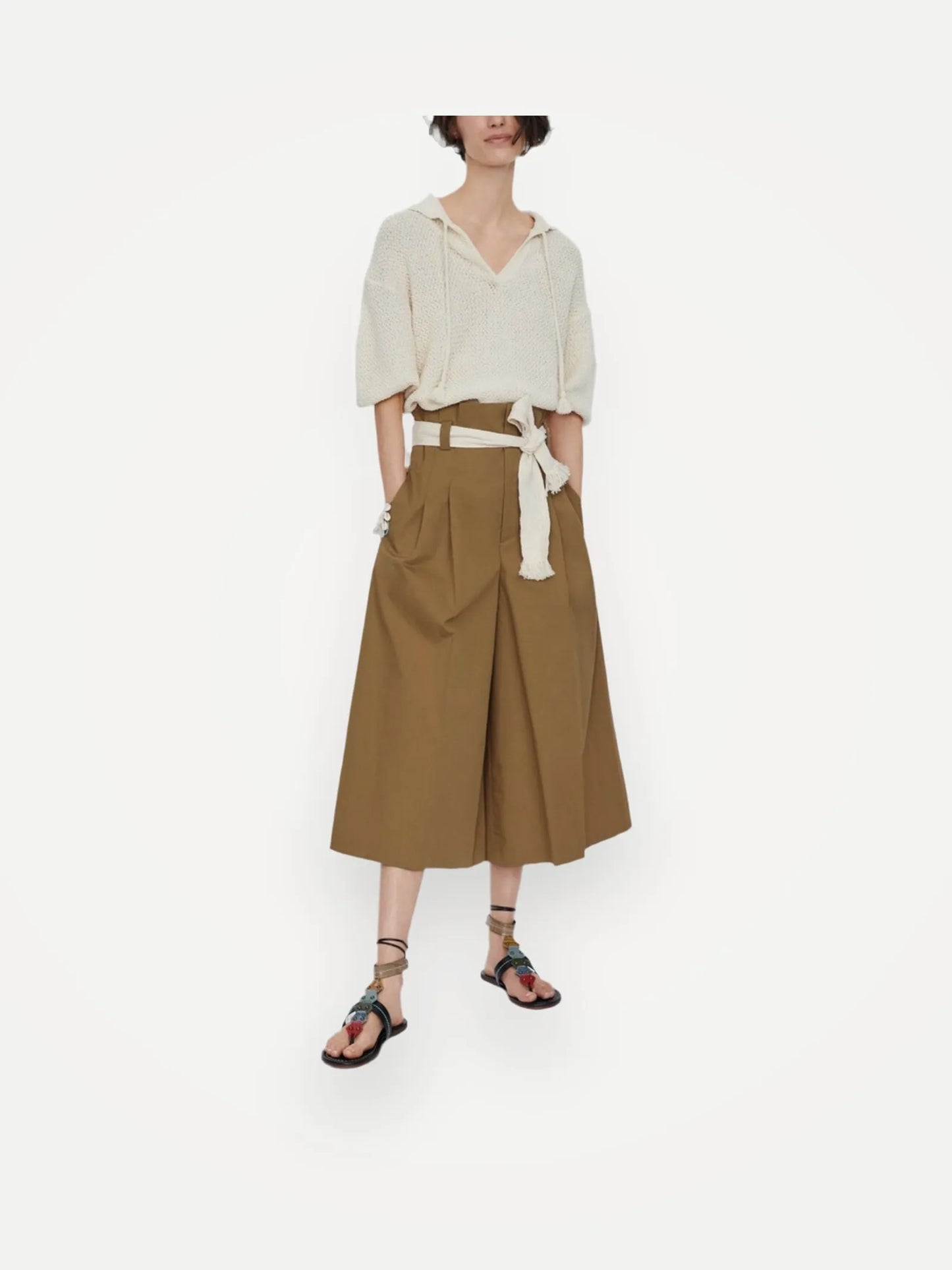 Zara Brown Paperbag Waist Trousers