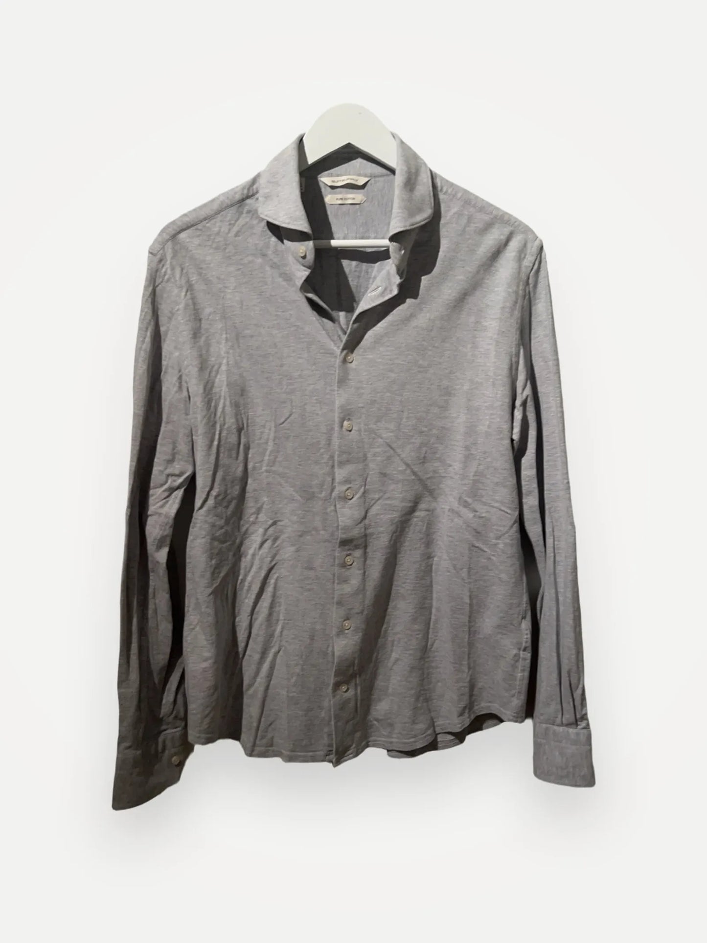 Suitsupply Men Long Sleeve Pure Cotton Extra Slim Fit Light Gray Shirt