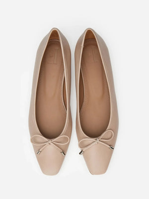 Flattered Monica Leather Beige-skinnballerinaskor
