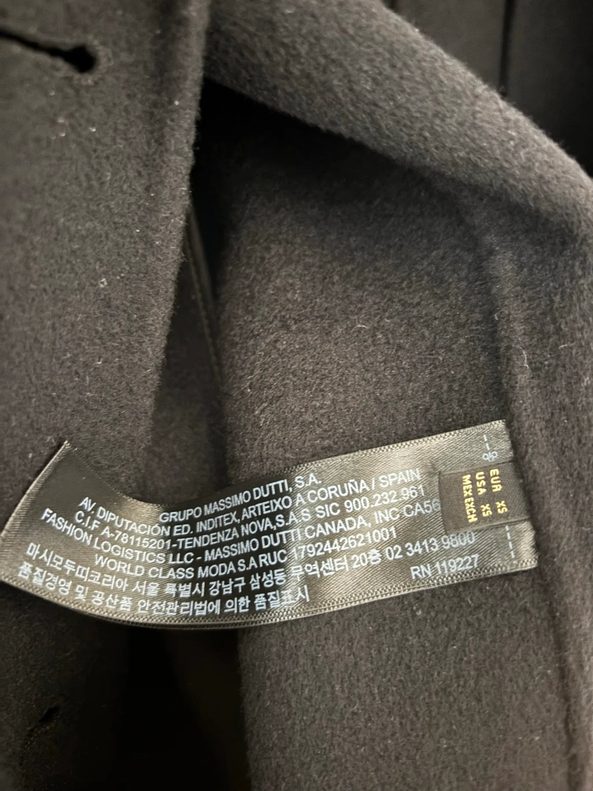 Massimo Dutti Black Wool Coat