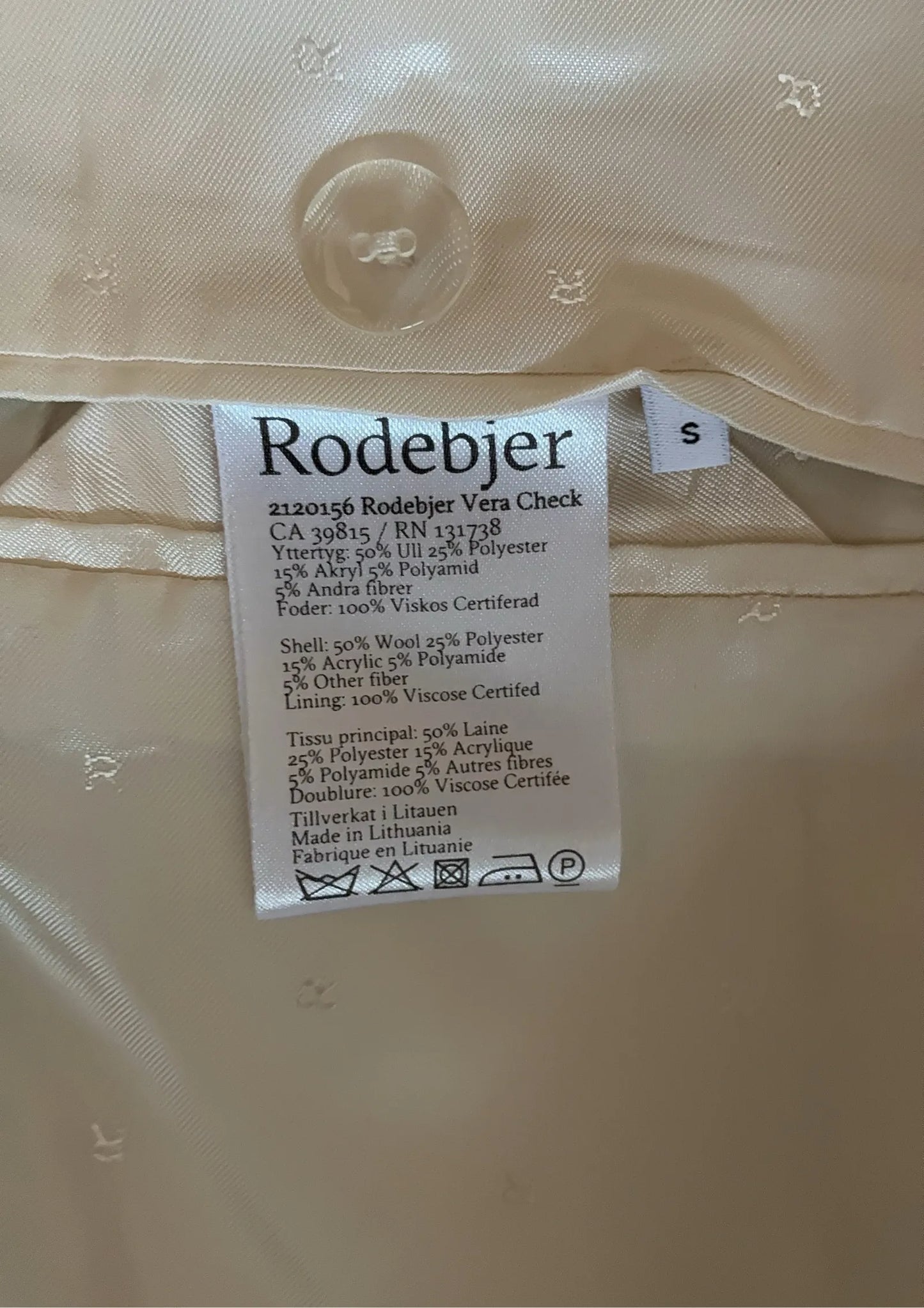 Rodebjer Vera Check-ullkavaj NWOT