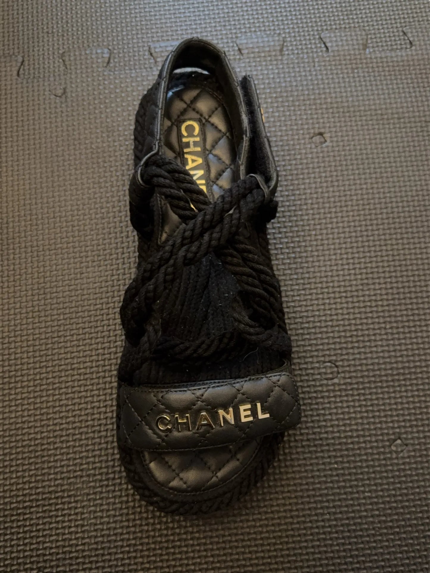 Chanel Leather Espadrilles Sandals