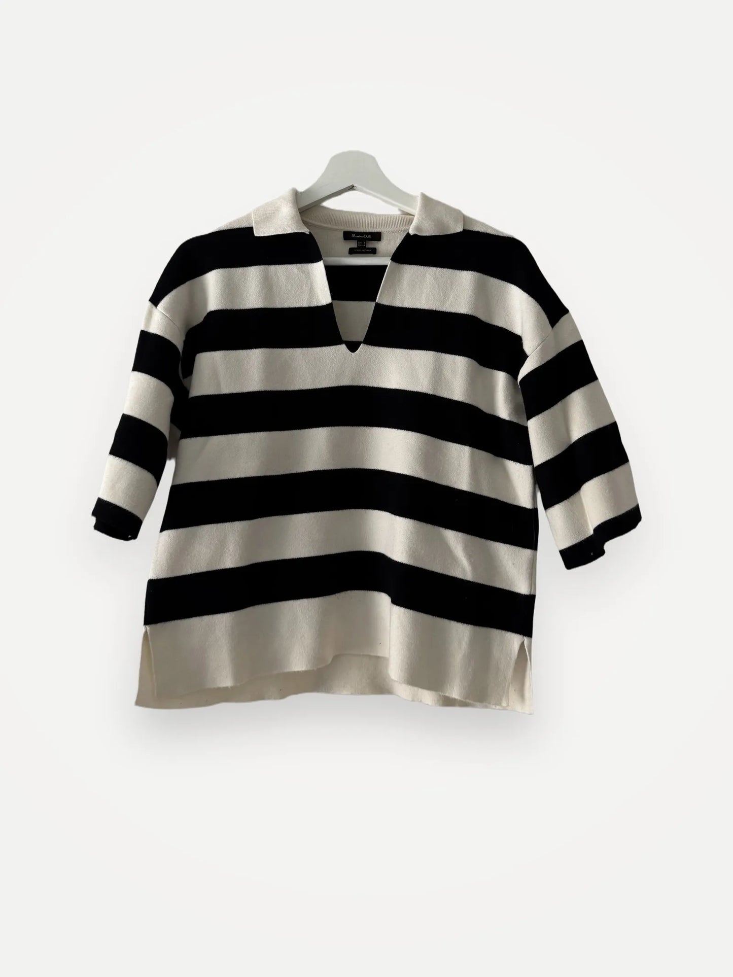 Massimo Dutti Short Sleeve Striped Polo Sweater