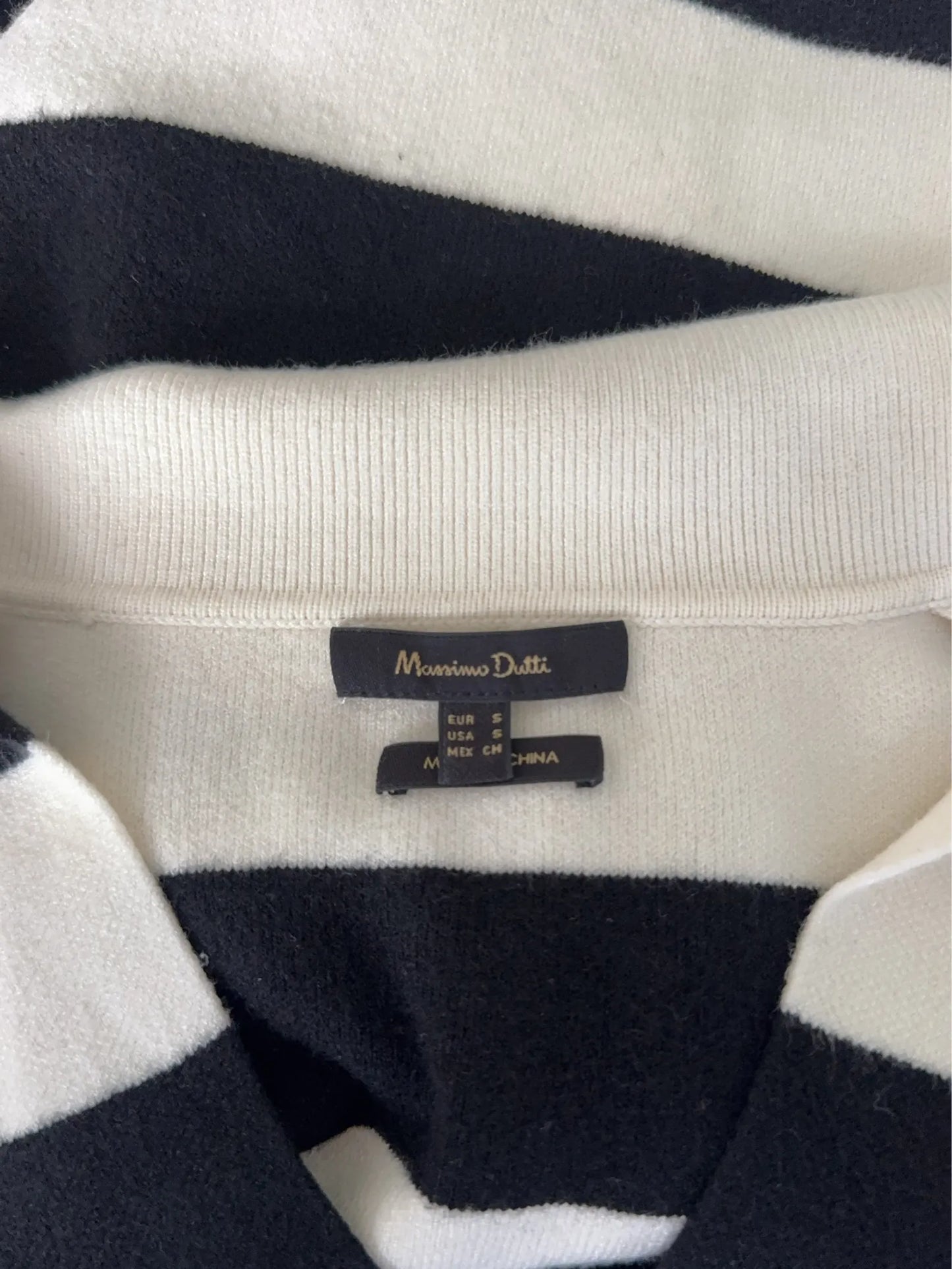Massimo Dutti Short Sleeve Striped Polo Sweater