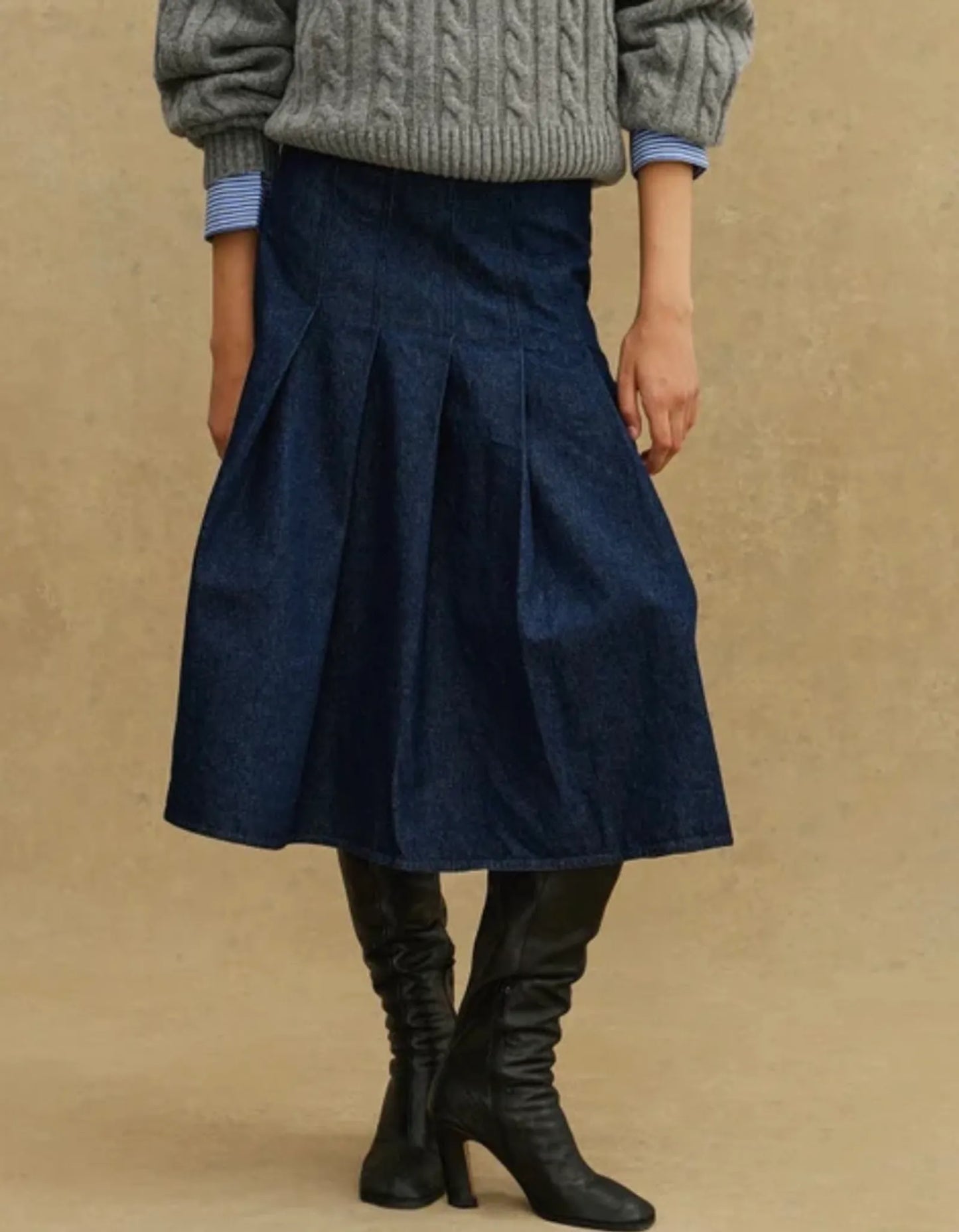 A Day's March Ricckii Pleated Denim-kjol