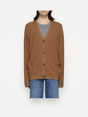 Toteme Vinci Rib In Tobacco Cardigan